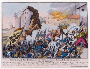 Guerre russo-turque de 1828-1829 - Den russiske hæren stormet bastionene i Varna i september 1828 par Anonymous av Unknown artist