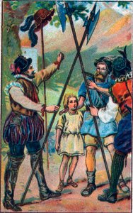 Guillaume Tell (William Tell) (legendariske helter fra sveitsisk uavhengighet) nektet å bøye seg for hatten. Kromolitografi fra slutten av 1800-tallet. av Unknown artist