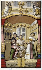 Frisør- og barberscener - faksimile av en miniatyr fra 1559 av Unknown artist