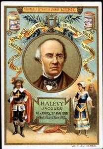 Halevy kalte Jacques Fromental Levy, fransk komponist (1799-1862) som en del av promoteringen av et Liebig-produkt. 1800-tallet av Unknown artist