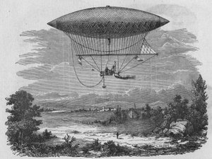 Henry Giffard is testing a 44-metre long steam aerostat. In” Album de la Science””, Éditions Jouvet av Unknown artist