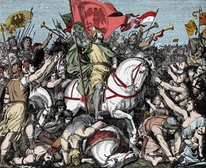 Henry the Fowler utropt til konge av Øst-Francia - Henry I av Germania (eller av Sachsen, kjent som Henry the Oiseleur, 876-936) utropt til konge av Vest-Francia i 919 av Unknown artist