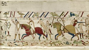 Her falt brødrene til Harold: Gyrth og Leofwine, Bayeux-teppet av Unknown artist