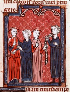 Historien om kanonisk lov: "Kvinne dømt til kyskhetsbelte"" Miniatyr hentet fra "Decret de Gratien"" ("Concordia discordantium canonum" eller "Decretum Gratiani") fra 1140 og regulerer lovene og kanonene til den romersk-katolske kirke . 13 av Unknown artist