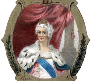 Russlands historie: Portrett av Katarina II av Russland (1729-1796). Sen kromolitografi på 1800-tallet. av Unknown artist