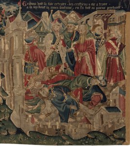 Historien om Saint Piat og Saint Eleuthère, scene 14: Pesten knuser byen Tournai av Unknown artist