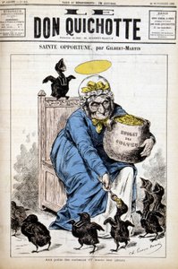Holy Opportune og kultenes budsjett: til de små kråkene gir hun deres vesen - i "" Le Don Quixote""" av 24.11.1882 av Unknown artist