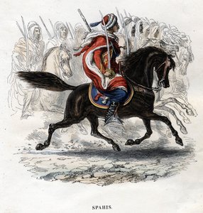 Horseback Spahis. Engraving from 1844. av Unknown artist