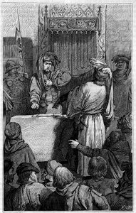 Hundreårskrig - La Jacquerie (1358): kjøpmannen Etienne Marcel (1315-1358) og sjefen Jean Maillart, en av lederne for det royalistiske partiet, under Jacquerie, et opprør fra bøndene mot den franske adelen. Gravering i «Le journal av Unknown artist
