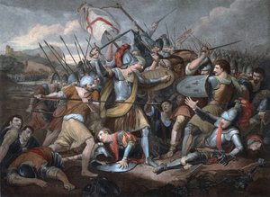 Hundreårskrig: "" Slaget ved Agincourt den 25.10.1415"" - Gravering av Unknown artist