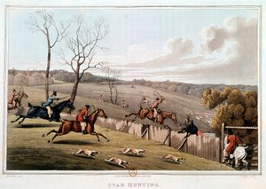 Jakt i England. 1800-talls litografi. Paris, B.N. av Unknown artist