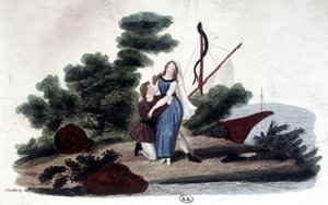 Illustrasjon av romanen "" Paul and Virginie"" skrevet Henri Bernardin de Saint Pierre (Saint-Pierre eller St-Pierre), fransk forfatter (1737-1814). av Unknown artist