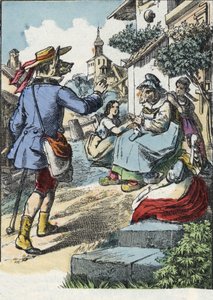 Illustrasjon av fortellingen "Good Mom Sheep"". I "" Fortellinger fra hjemmet for de minste"". Anonym gravering fra 1800-tallet. av Unknown artist