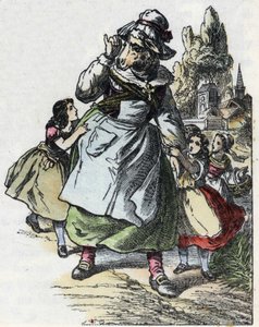 Illustration of the tale “Good Mom Sheep””. In “” Tales from the home for the little ones””. Anonymous engraving of the 19th century. av Unknown artist