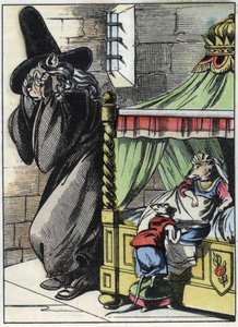 Illustration of the tale “The terrible Raminagrobis and the mice””” character draws fables by Jean de la Fontaine. In “” Tales from the home for the little ones””. Anonymous engraving of the 19th century. av Unknown artist