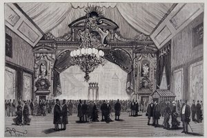 Glødebelysning på Electricite-utstillingen: Werdermann-lysekronen i teatersalen - i "Nature" av Unknown artist
