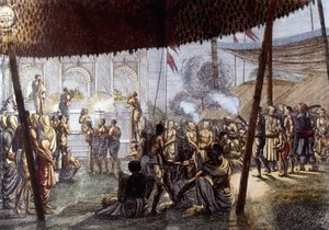 Indisk kultur og sivilisasjon: Kjærlighetsfest i Krishna, India. Gravering 1808. av Unknown artist