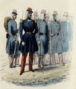 Infanteri av den franske hæren i 1830 i Algerie, offiser, underoffiserer og soldater, In "" L