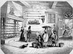 Inne i en marin ålfabrikk i Comacchio, Italia. av Unknown artist