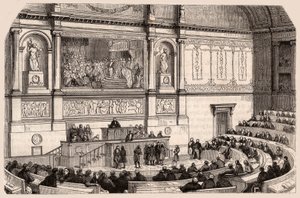 Innsiden av nasjonalforsamlingen under en sesjon i Deputertkammeret, Paris, Frankrike av Unknown