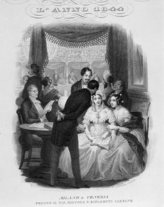 Interiør i en hytte til teatro alla Scala. 1844. av Unknown artist