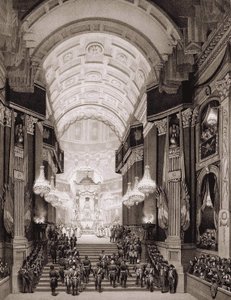 Interiør i Invalidkirken under den religiøse seremonien 15.12.1840. (Overføring av aske fra Napoleon I til Invalides) av Unknown artist