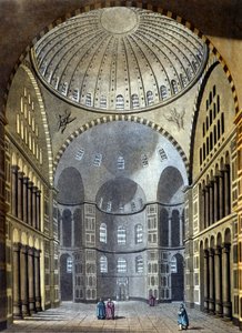 Interiør i Hagia Sophia-moskeen i Konstantinopel - i "Det gamle og moderne kostymet"" av Ferrario, red. Milan av Unknown artist
