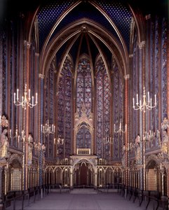 Innvendig utsikt over Sainte Chapelle of Paris: High Chapel, Architecture av Unknown artist