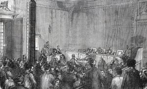 Innvendig visning av kriminalomsorgspolitiet, 6. kammer i Paris på 1800-tallet - Gravering i "Tableau-de-Paris" av Edmond Texier av Unknown artist