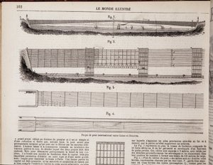 Internasjonalt broprosjekt over kanalen mellom Calais og Dover - i "" The Illustrous World"" av 16.11.1867 av Unknown artist