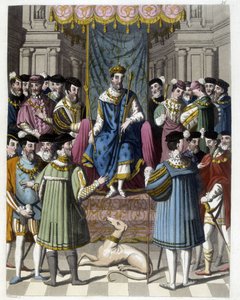 Intervju med Francois 1st (1494 - 1547) og Henry VIII (1491 - 1547) av England. Gravering av 1800-tallet. av Unknown artist