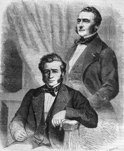 Isaac og Jacob Emile Pereire, franske forretningsmenn, grunnleggerne av Société de Crédit Mobilier (1852). av Unknown artist