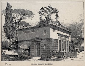 Italiensk romersk hus - gravering av 1889 i "History of human habitation at the Universal Exhibition of 1889, by Mr Charles GARNIER - Librairie centrale des beaux-arts Paris 1889 av Unknown artist