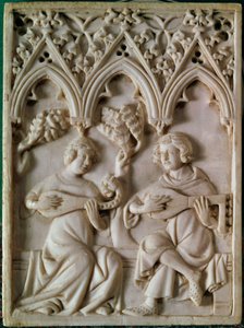 Elfenbenstablet som representerer to musikere. 1300-tallet. Paris, Nasjonalmuseet for middelalderen, Thermes de Cluny av Unknown artist