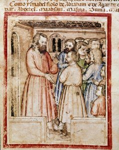 Jacob og hans tolv barn Miniatyr fra codex 212 (eller Padovano Codice eller Bible of Padua) 1390-1400 Rovigo, Accademia dei Concordi av Unknown artist