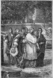 Jacques-Benigne (Jacques Benigne) Bossuet (1627-1704), French prelât and writer in the alley of philosophers in Versailles.Engraving of the 19th century. av Unknown artist
