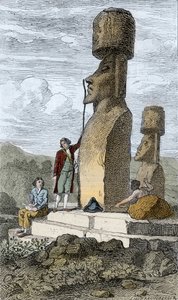 Jean-Francois Galaup, Comte de La Perouse engelsk navigatør og oppdagelsesreisende, på Påskeøya under sin asiatiske reise av Unknown artist