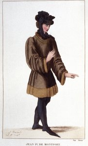 Jean de Montfort (1293-1345). Ved å hevde sine rettigheter erklærte han Bretagnes arvefølgekrig. Gravering fra 1830. av Unknown artist