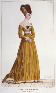 Jeanne de Bourbon (1338-1378). Dronning av Frankrike fra 1364 til 1378. Gravering fra 1830 av Unknown artist