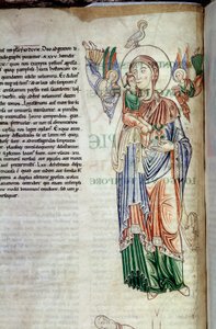 Jesses tre. Side av mansucriten "" Lectiaire de Citeaux""" Dijon fra 1100-tallet. Kommunebibliotek av Unknown artist
