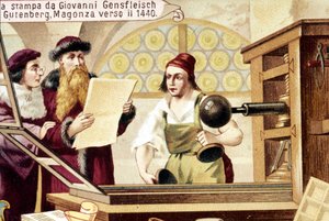 Johannes Gensfleisch Gutenberg (1400-1468). ca 1440. 1800-talls kromolitografi. av Unknown artist