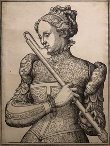 Douçaine-spiller, ca. 1560 (tresnitt) av Unknown artist