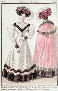 Tidsskrift for damer og moter, parisiske kostymer av Unknown artist