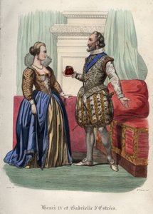 Kong Henry IV (Henry IV) av Frankrike (1553-1610) og hans elskerinne Gabrielle d