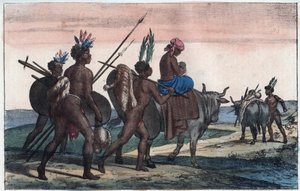 Korah Hottentots fra Kapp på farten - gravering fra "" skikker og tradisjoner til alle folkeslag i universet. Det vil si historien om regjeringen, lovene, militsen, om religionen til alle nasjoner fra de fjerneste tider til i dag "1856 av Unknown artist