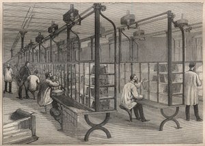 Brevpost: sortering av konvolutter på Hotel des Posts i Paris - Gravering i "La Science francaise"" av Unknown artist
