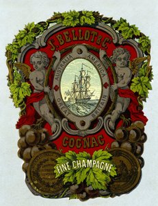 Etikett av "" Bellot Cognac - Fin Champagne"", sd. 1800-tallet. av Unknown artist