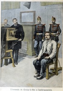 Morderen til Choisy-le-Roi til antropometri (og Mr. Alphonse Bertillon) - i "" Le Petite Journal", mai 1899 av Unknown artist