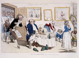 Le gourmand (måltid til Louis XVI og Marie Antoinette under flyturen til Varennes) - i "" Musée de la caricature"" av Unknown artist