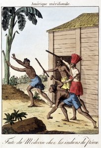 Lekkasje av legen blant indianerne i Peru (Inka) - gravering av Unknown artist